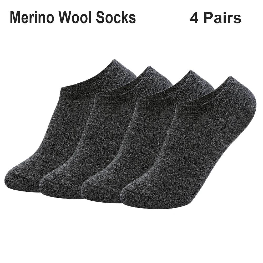 4 Pairs Unisex Merino Wool No Show Athletic Socks Merino Wool Light Running Tennis Golf Socks Everyday Light Low Cut Socks