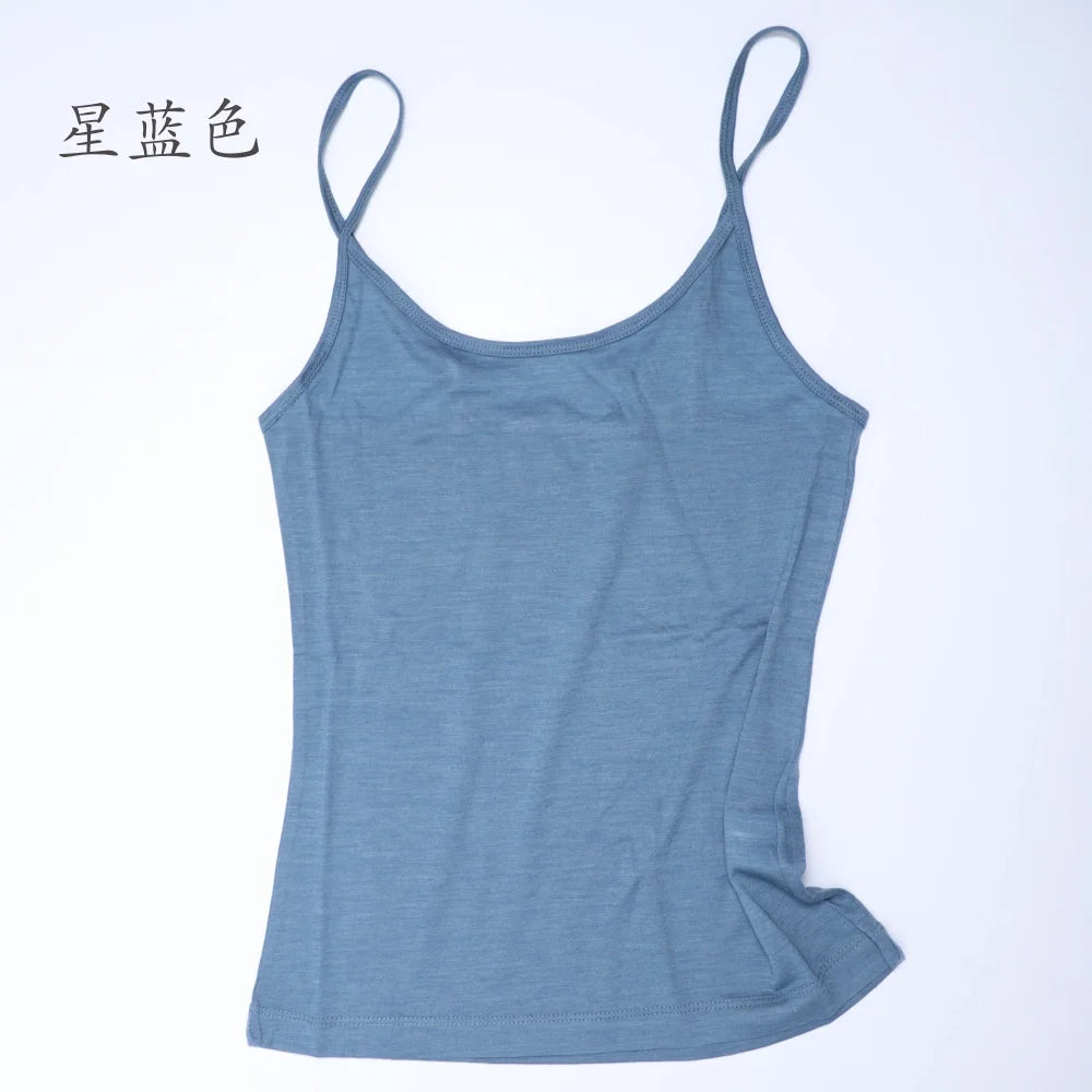 Women Merino Wool Camisole Tank 87% Merino Tank Top 150G Lightweight Sports Yoga Top Sleeveless Wicking Breathable Anti-Odor