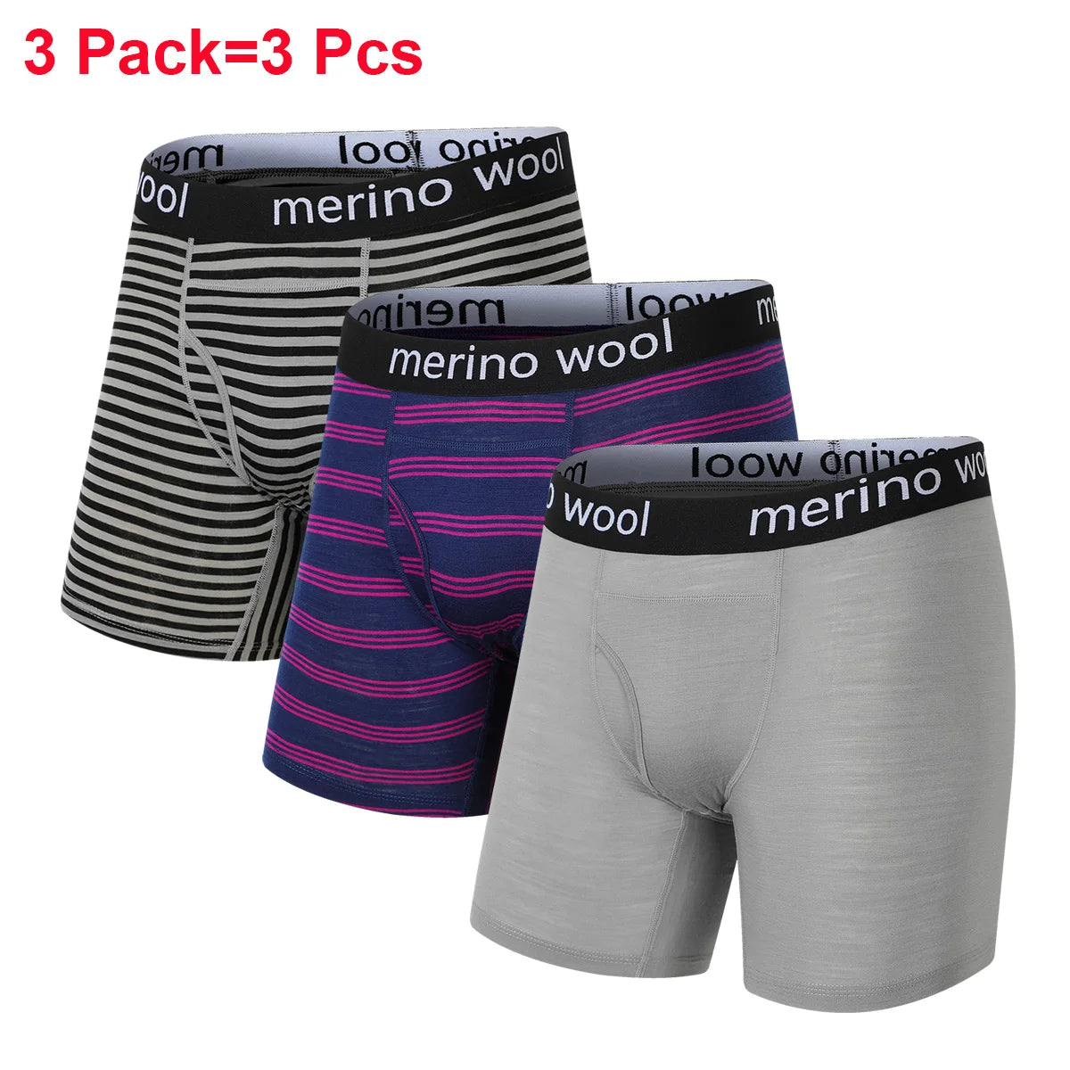 100% Merino Wool Mens Lightweight Boxer Brief Merino Wool Underwear Soft Moisture Wicking Breathable Sports Hiking Underpants