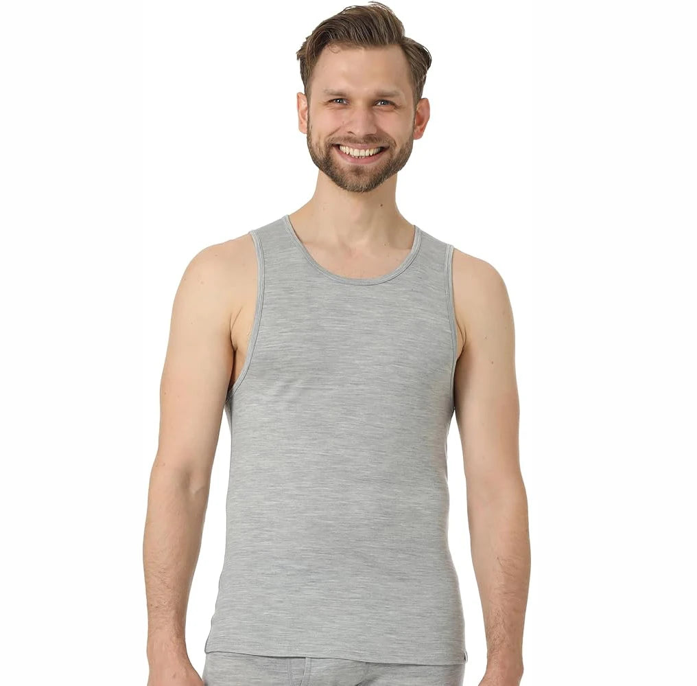 100% Merino Wool Tank Top Mens Merino Wool Men Tank Top Sleeveless Shirt Base Layer Wicking Breathable Anti-Odor Asian Size