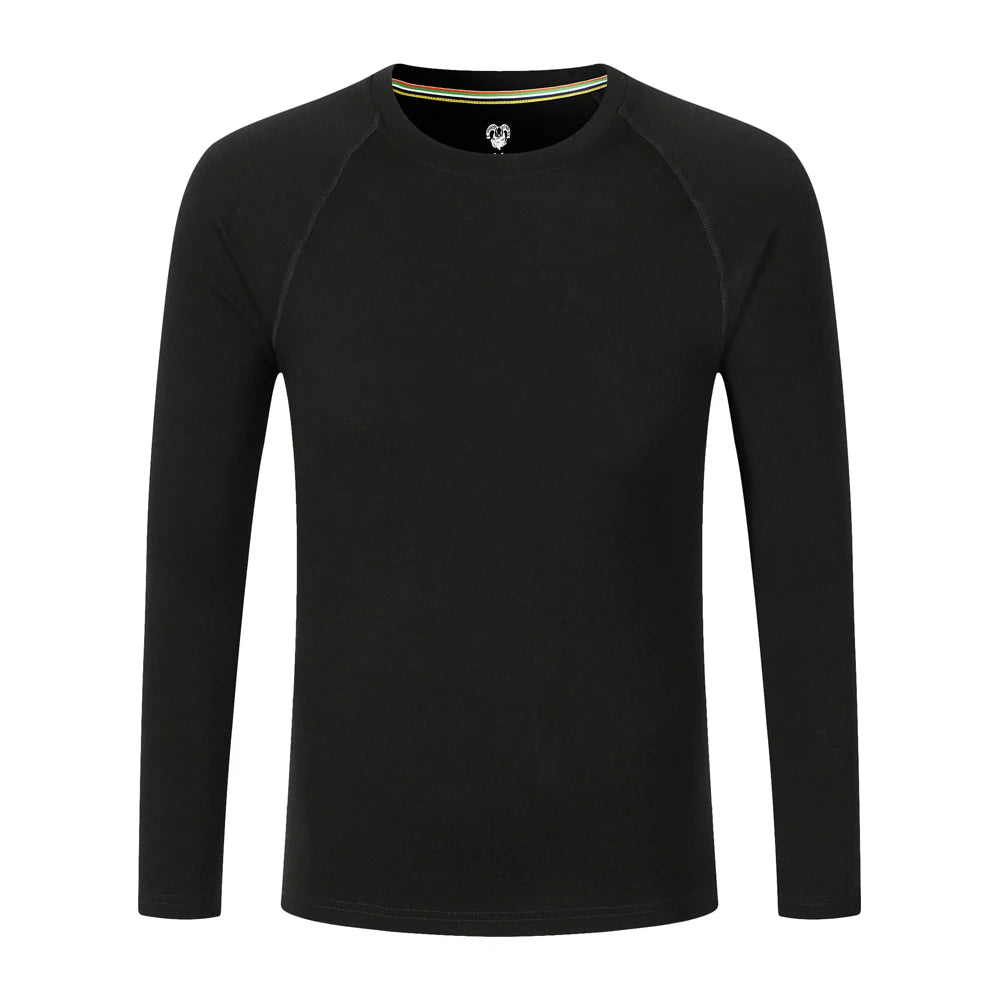 Men's Merino Wool Base Layer 100% Merino Wool Shirts for Men Thermal Underwear Long Sleeve T-Shirt for Hiking Hunting