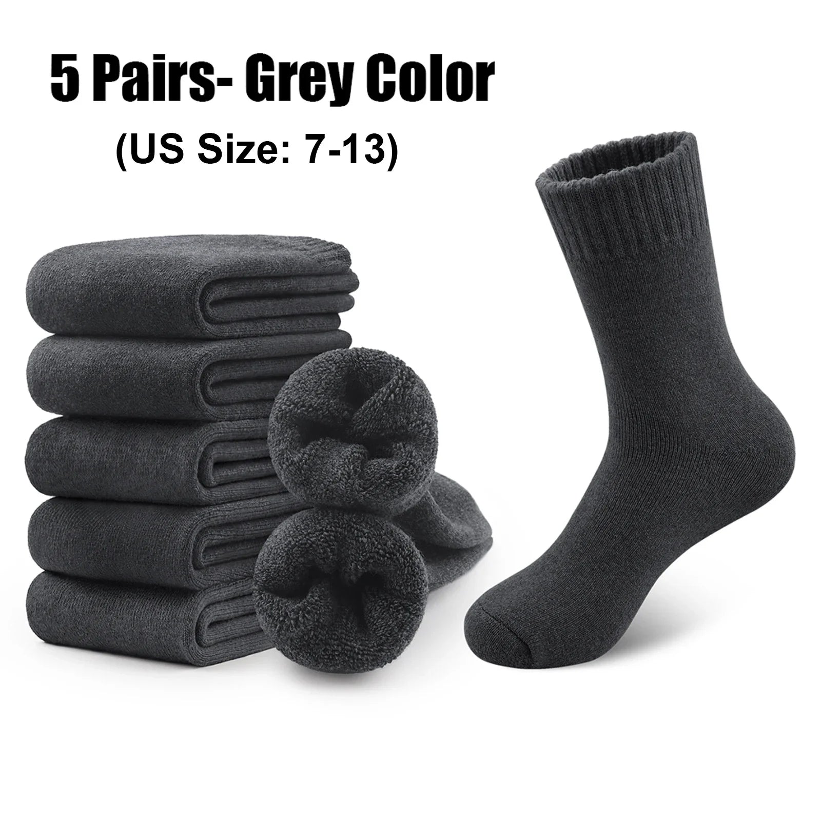 Mens Merino Wool Socks Hiking Trekking Moisture Wicking Outdoor Thick Warm Skiing Heavy Cushion Socks Cycling Socks Against Cold