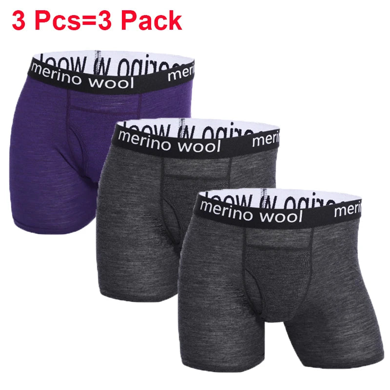 1/3 Pcs 100% Merino Wool Underwear Boxer Briefs Mens Merino Wool Man Boxers Soft Comfy Breathable Moisture Wicking USA Size