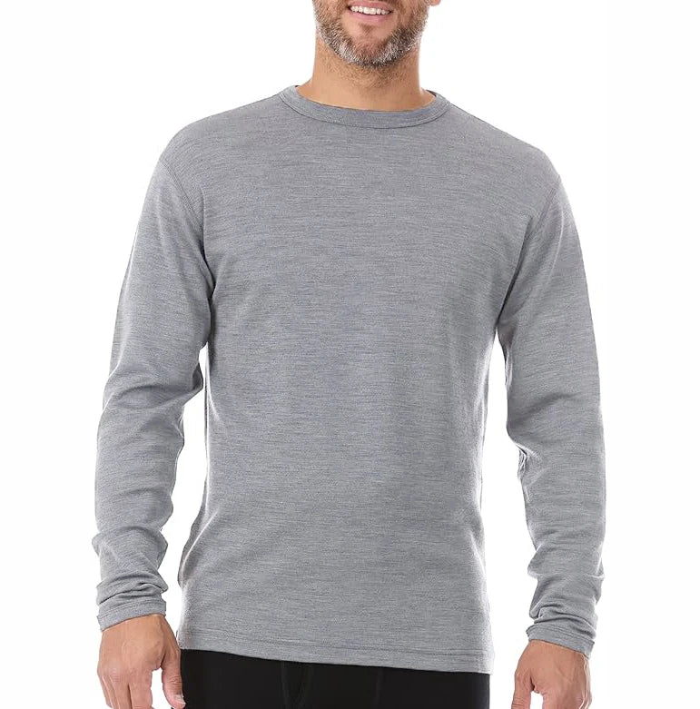 100% Merino Wool Men's Long Sleeve Crew Shirt Thermal Underwear Base Layer Men Merino Wool Shirts Wicking Breathable Anti-Odor