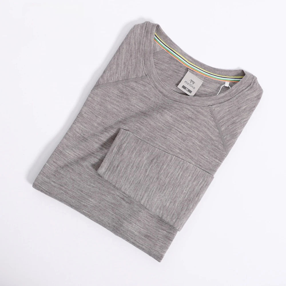 Women's 100% Merino Wool Base Layer Shirt 17.5Micro Merino Wool Thermal Underwear Long Sleeve Shirts Wicking Anti-Odor 210G