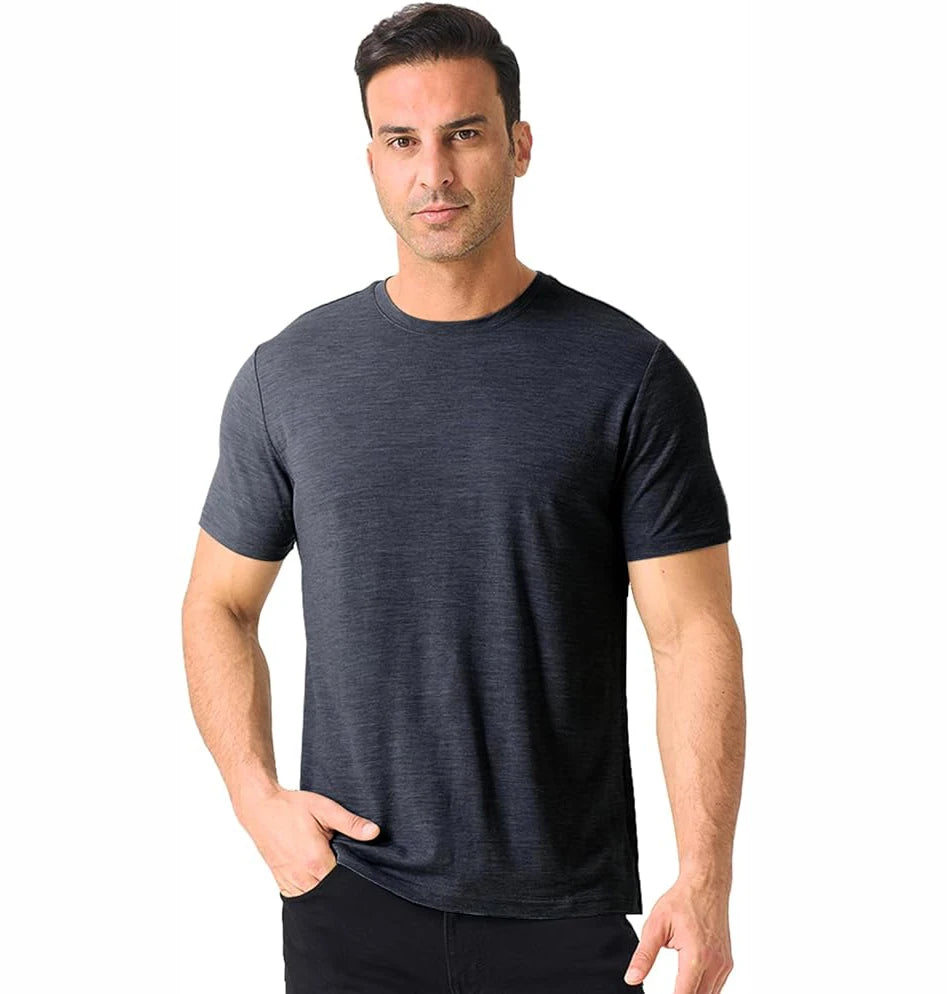 16.5Micro Men's 100% Merino Wool T Shirt Soft Base Layer Short Sleeve Shirts Quick Dry Wicking Breathable Anti-Odor Asian Size