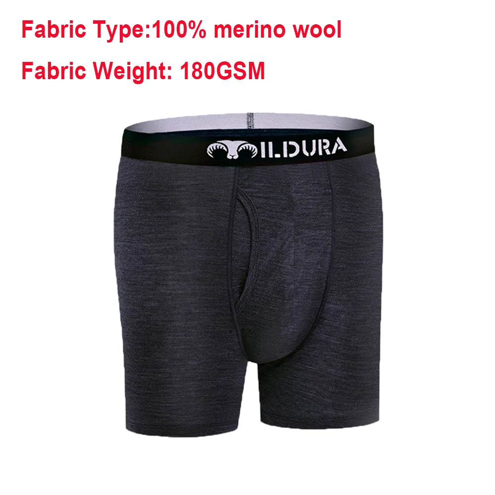100% Merino Wool Underwear Boxer Briefs Men Merino Boxershorts Men Base Layer Underpants Soft Moisture Breathable Asian Size