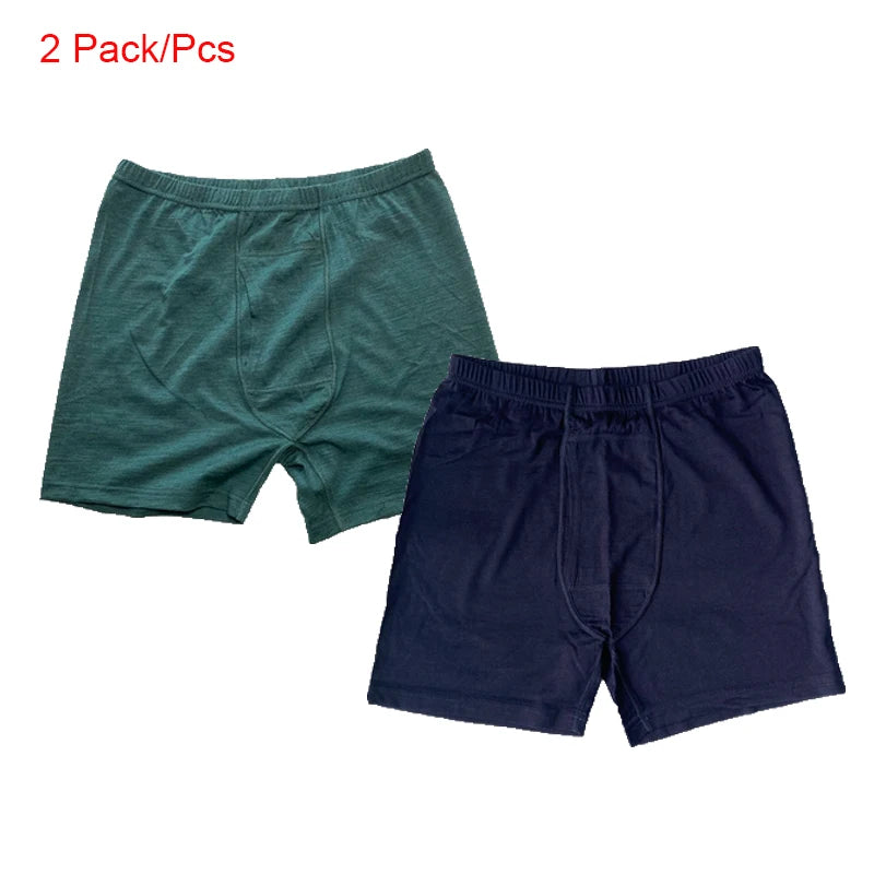 Men Merino Wool Long Drop Boxer Brief 100% Merino Wool Men Underwear Base Layer 240G Men Sports Underpants Fitness Breathable