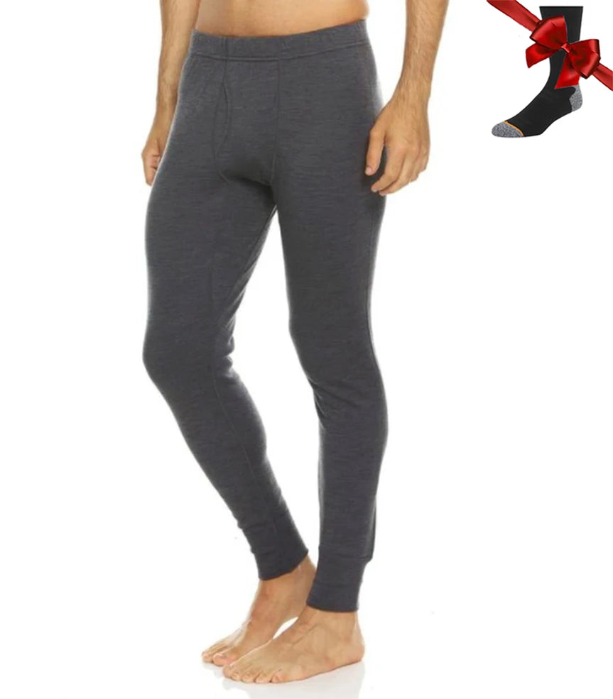 100% Merino Wool Men Underwear Bottom Pants Merino Wool Base Layer Thermal Pants Leggings Long Johns Warm Baselayer Bottom+Socks