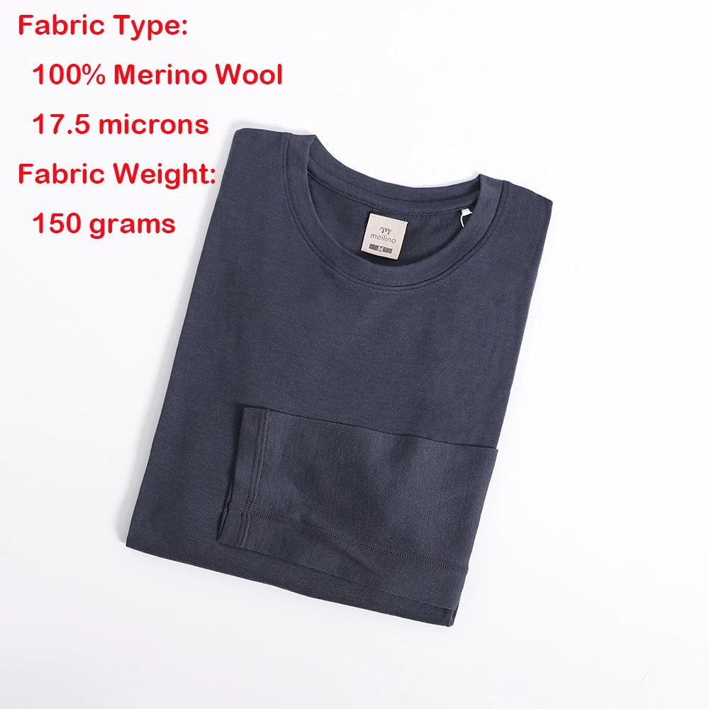 Women's 100% Merino Wool Base Layer Tops Womens Merino Wool Thermal Underwear Long Sleeve Shirts Hiking Wicking Anti-Odor