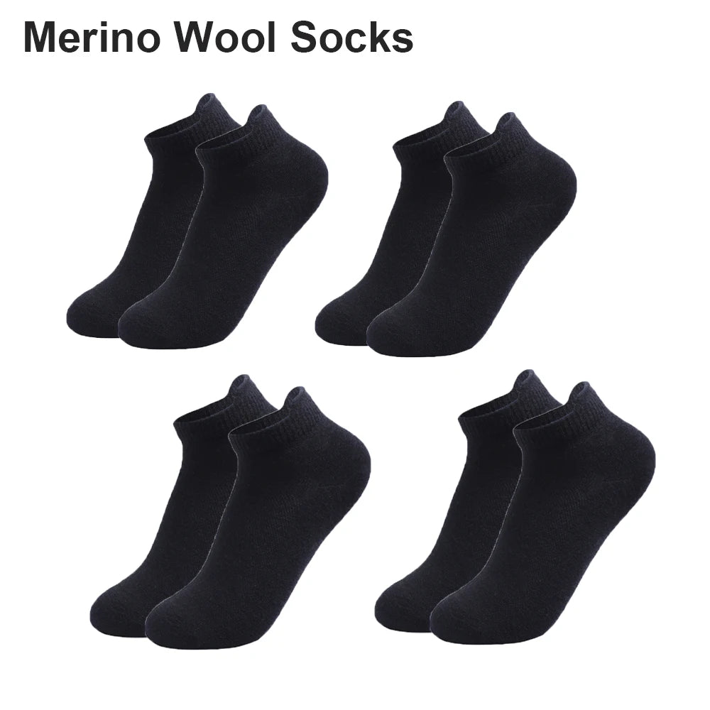 4 Pairs Merino Wool Ankle Socks Men Women Athletic Thin Running Socks Merino Everyday Socks Wicking Breathable Anti-Odor