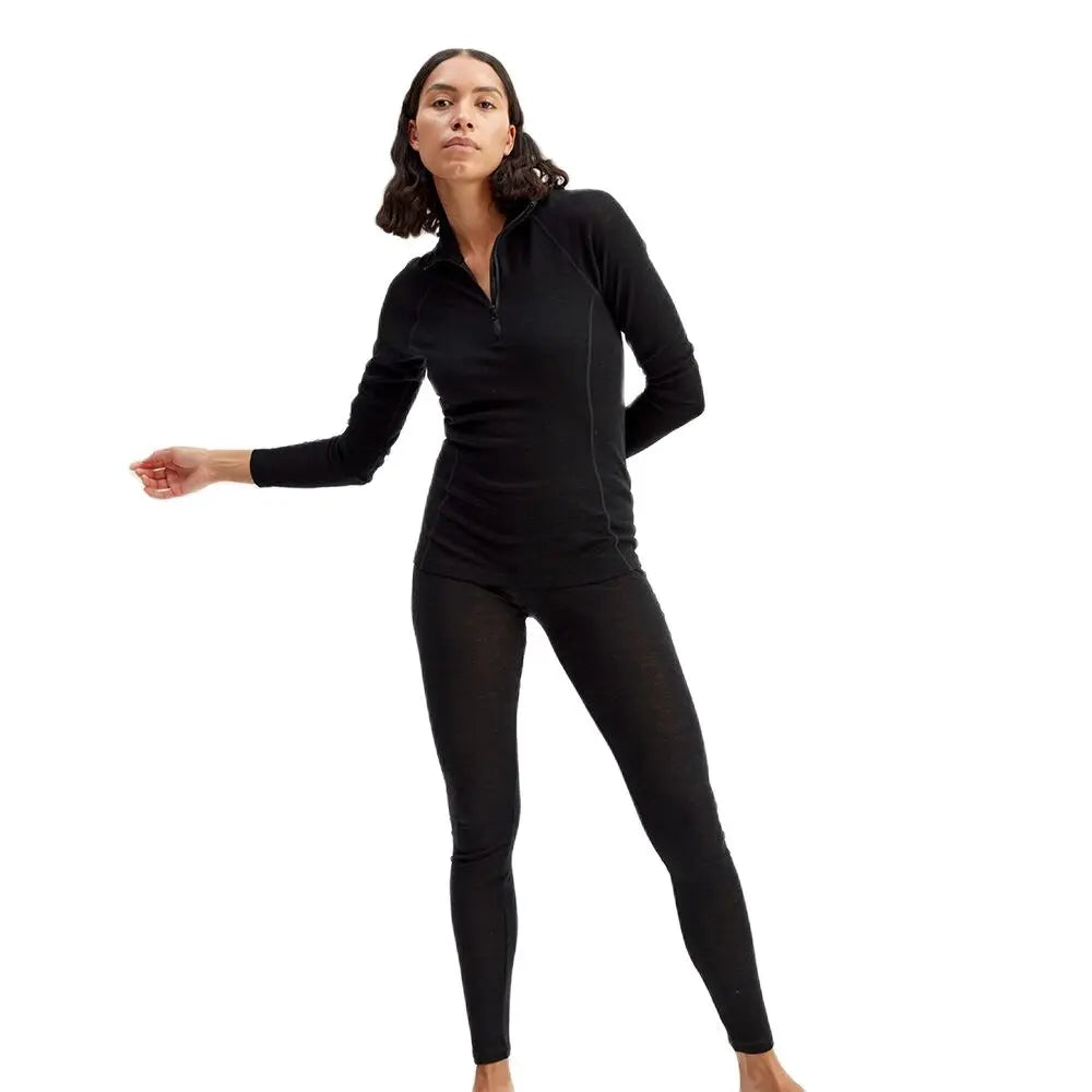 Women Merino Wool Base Layer Lightweight Half Zip Baselayer Merino Wool Long Sleeve Thermal Underwear Shirt Breathable Quick Dry