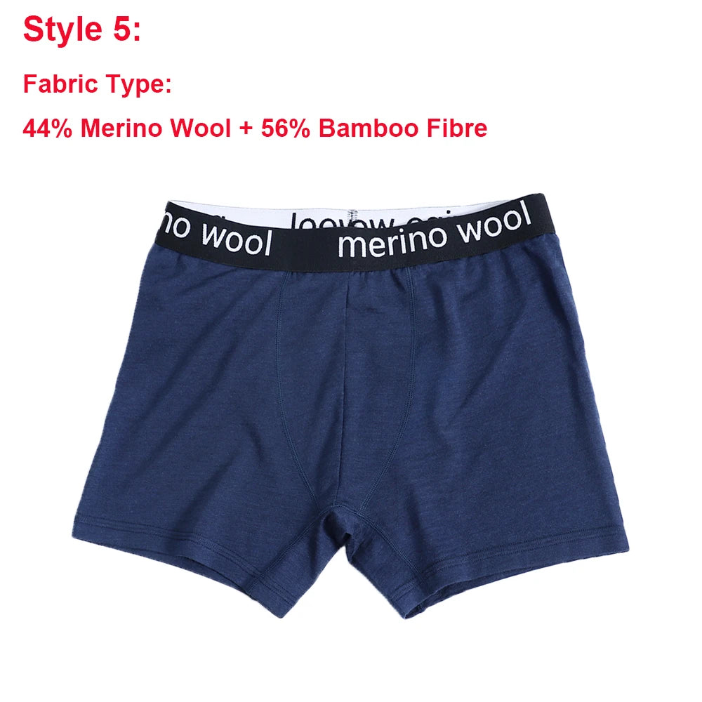 Merino Wool Mens Underwear Boxer Briefs 87% Merino Wool Blend Boxershorts Men Soft Breathable Moisture Wicking Sports Underpants