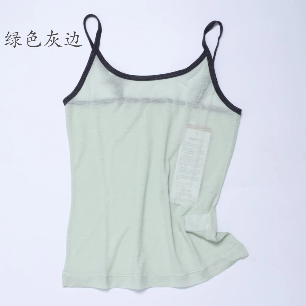Women Merino Wool Camisole Tank 87% Merino Tank Top 150G Lightweight Sports Yoga Top Sleeveless Wicking Breathable Anti-Odor