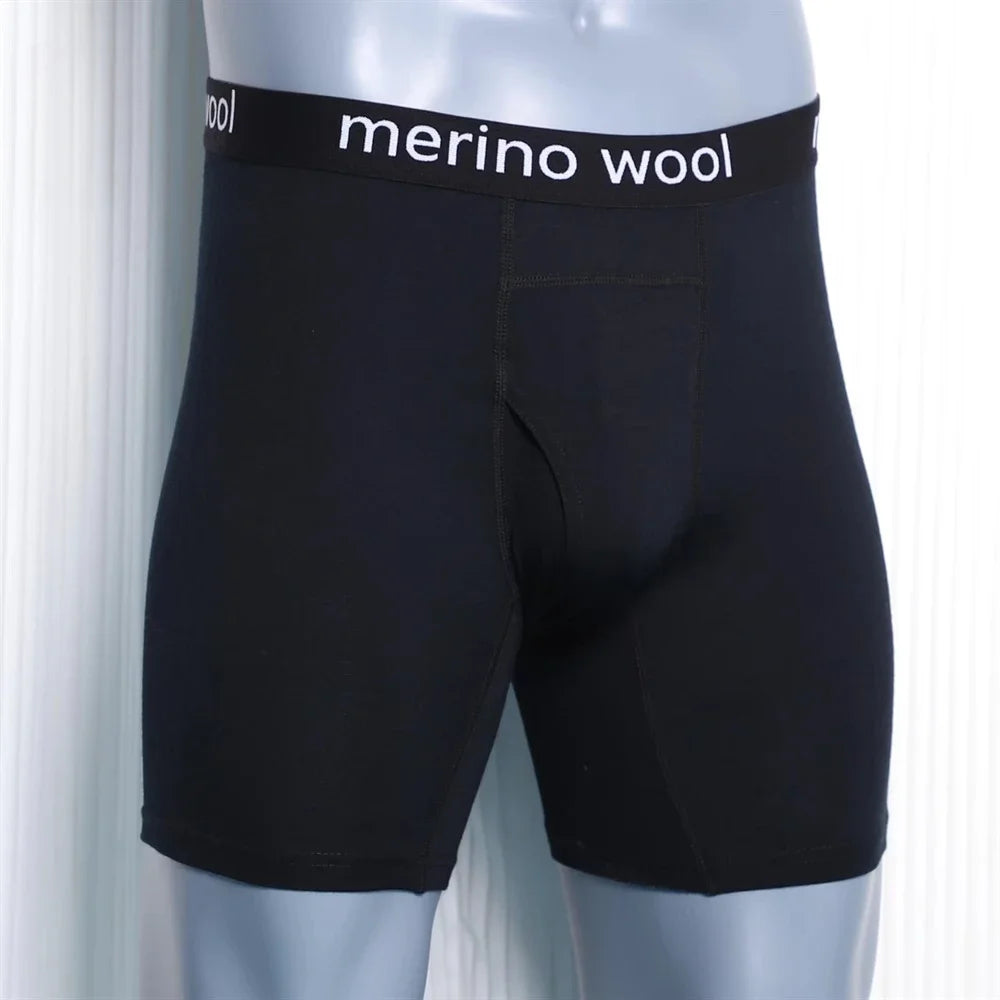 Mens Merino Wool Boxer Briefs Men 100% Merino Wool Underwear Breathable Dry Fit Comfy Sports Base Layer Boxers