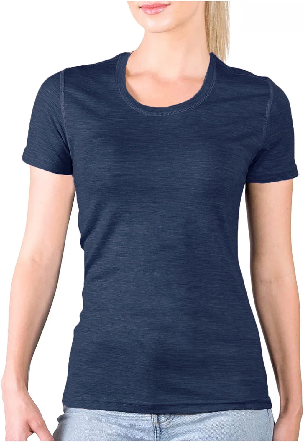 Women's 100% Merino Wool T Shirt 17.5 Micro Merino Wool Base Layer Women Short Sleeve Tee Hiking Yoga Running Breathable