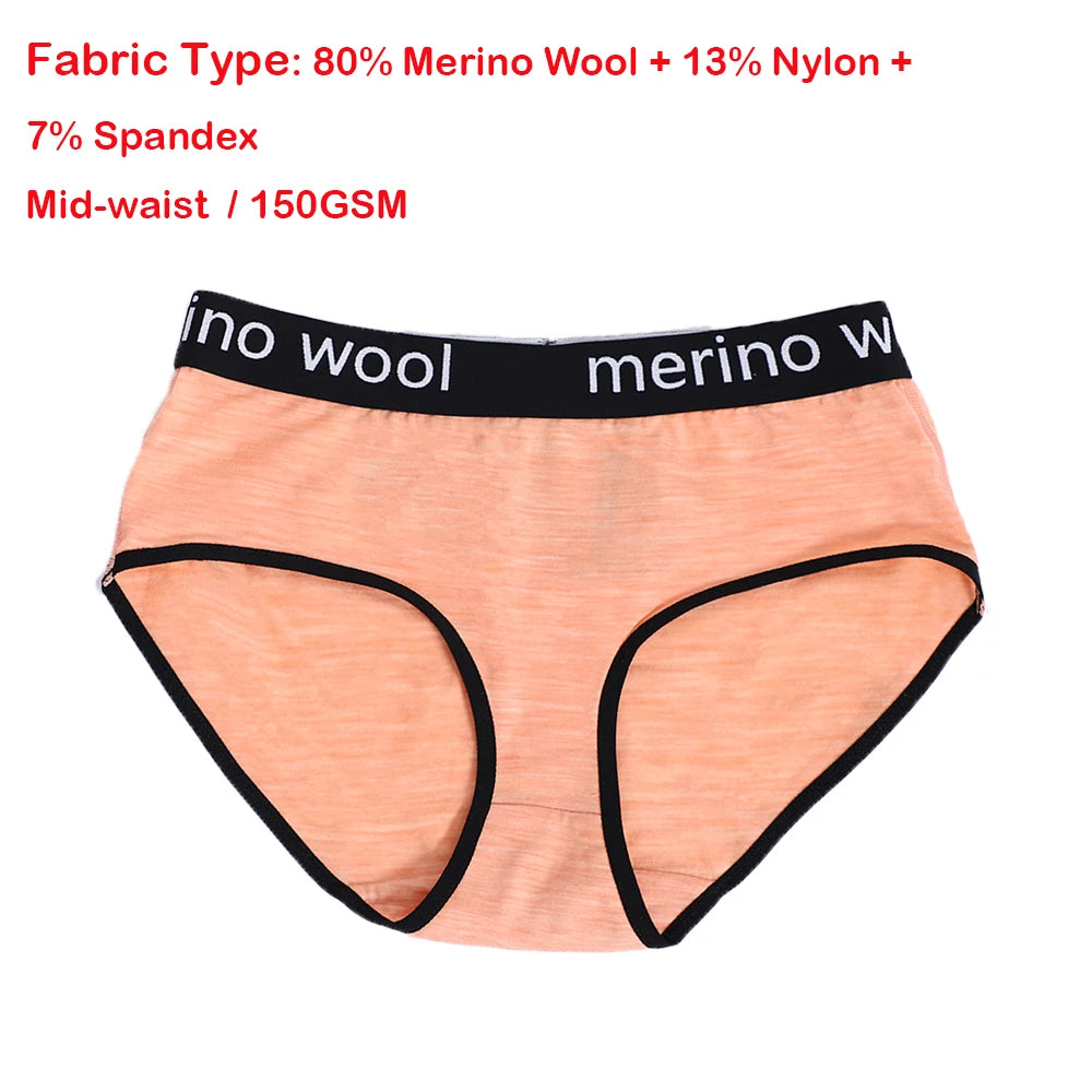 Women's 100%/87% Merino Wool Bikini Brief Merino Underwear Lightweight Briefs Sports Active Panties Soft Breathable Anti-Odor