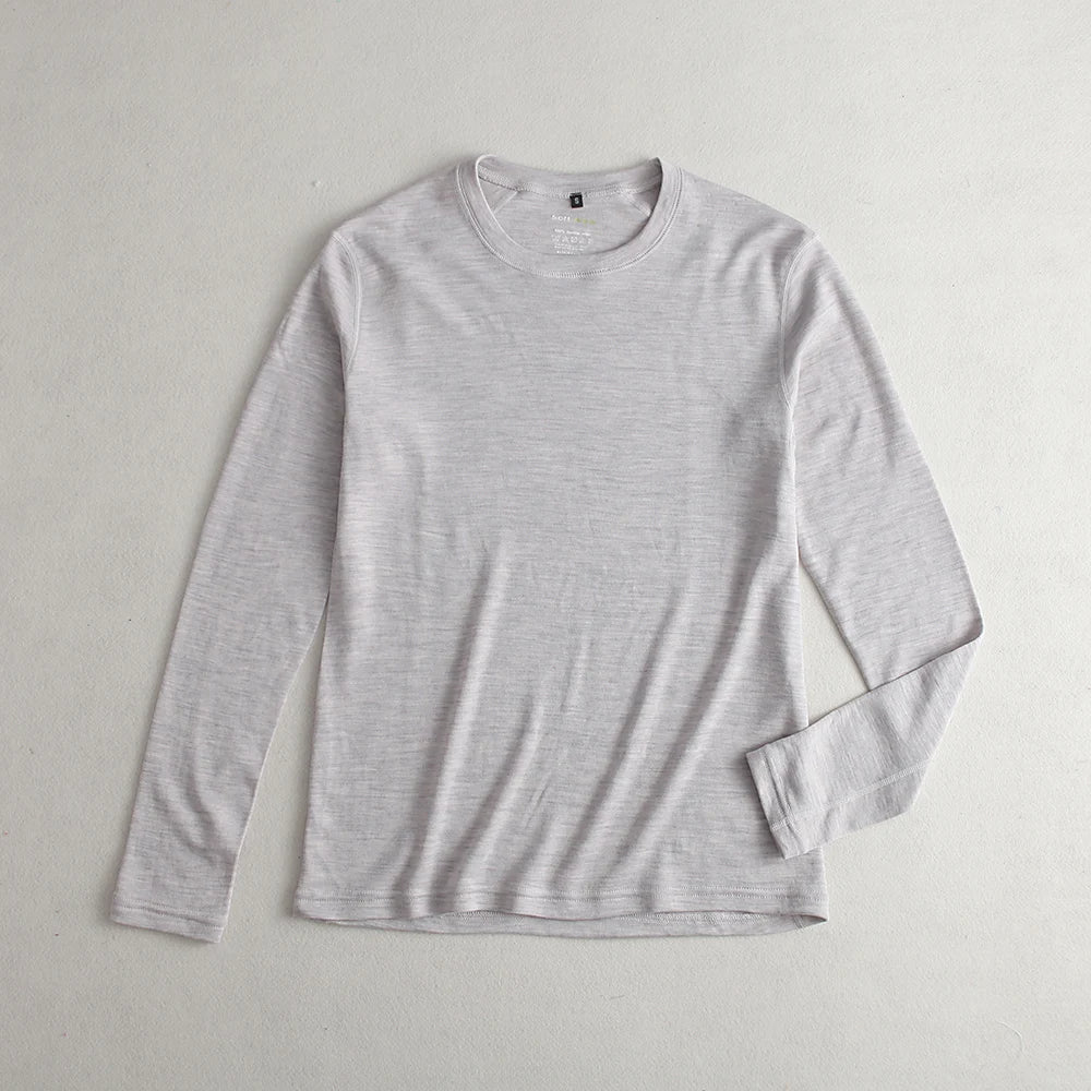 Men's 100% Merino Wool Thermal Underwear Long Sleeve Shirt Merino Wool Base Laye Top Wicking Breathable Anti-Odor 230g Asia Size