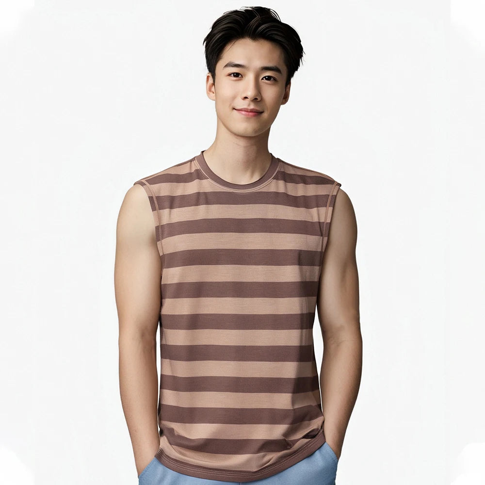 100% Merino Wool Tank Top Men Active Merino Wool Sleeveless Shirt Moisture Wicking Breathable Anti-Odor Lightweight Gym Running