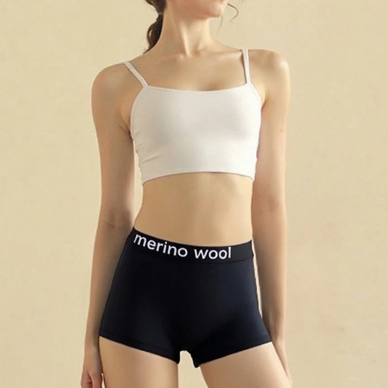 Women's Merino Wool Underwear Boxer Briefs Yoga Sweatpants Fitness Panties Wicking Quick Dry Breathable Wool Underpants