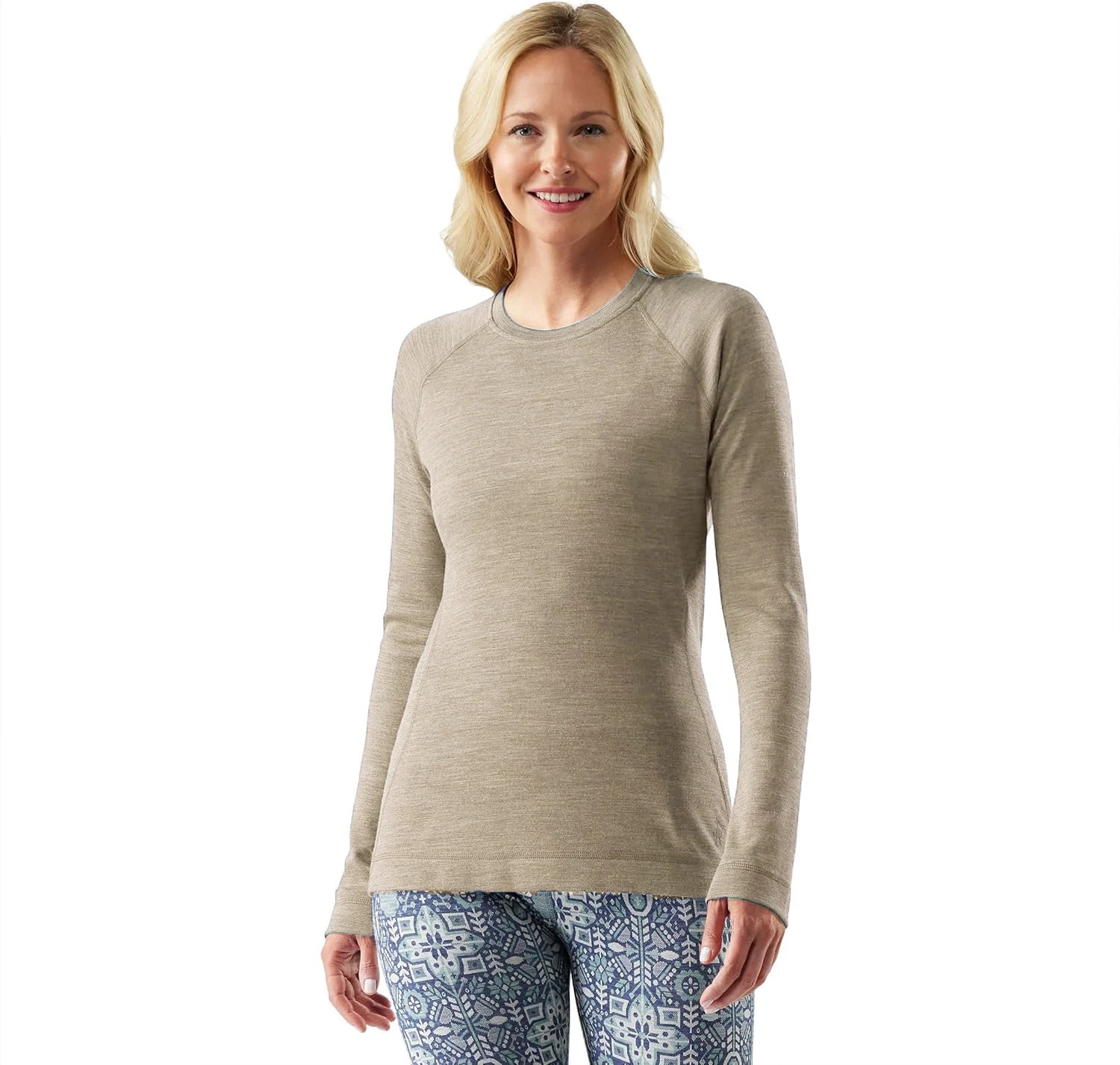 Women's 100% Merino Wool Base Layer Shirt 17.5Micro Merino Wool Thermal Underwear Long Sleeve Shirts Wicking Anti-Odor 210G