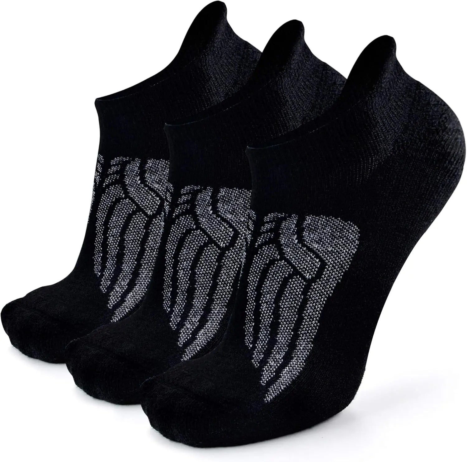 Merino Wool Compression Support Ankle Running Hiking Socks for Men Women Soft Thick Cushion Tab Socks 3 Pairs