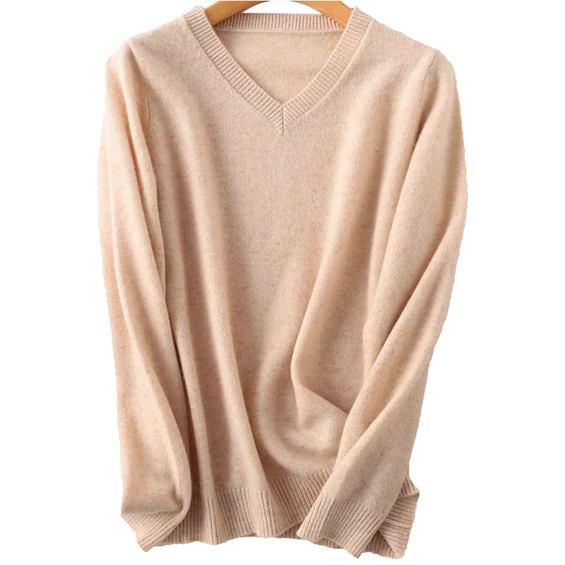 Women 100% Merino Wool V Neck Sweater Pullover Top Lightweight Warm Knitted Pullover Femme Cashmere Sweater Vintage Sweater