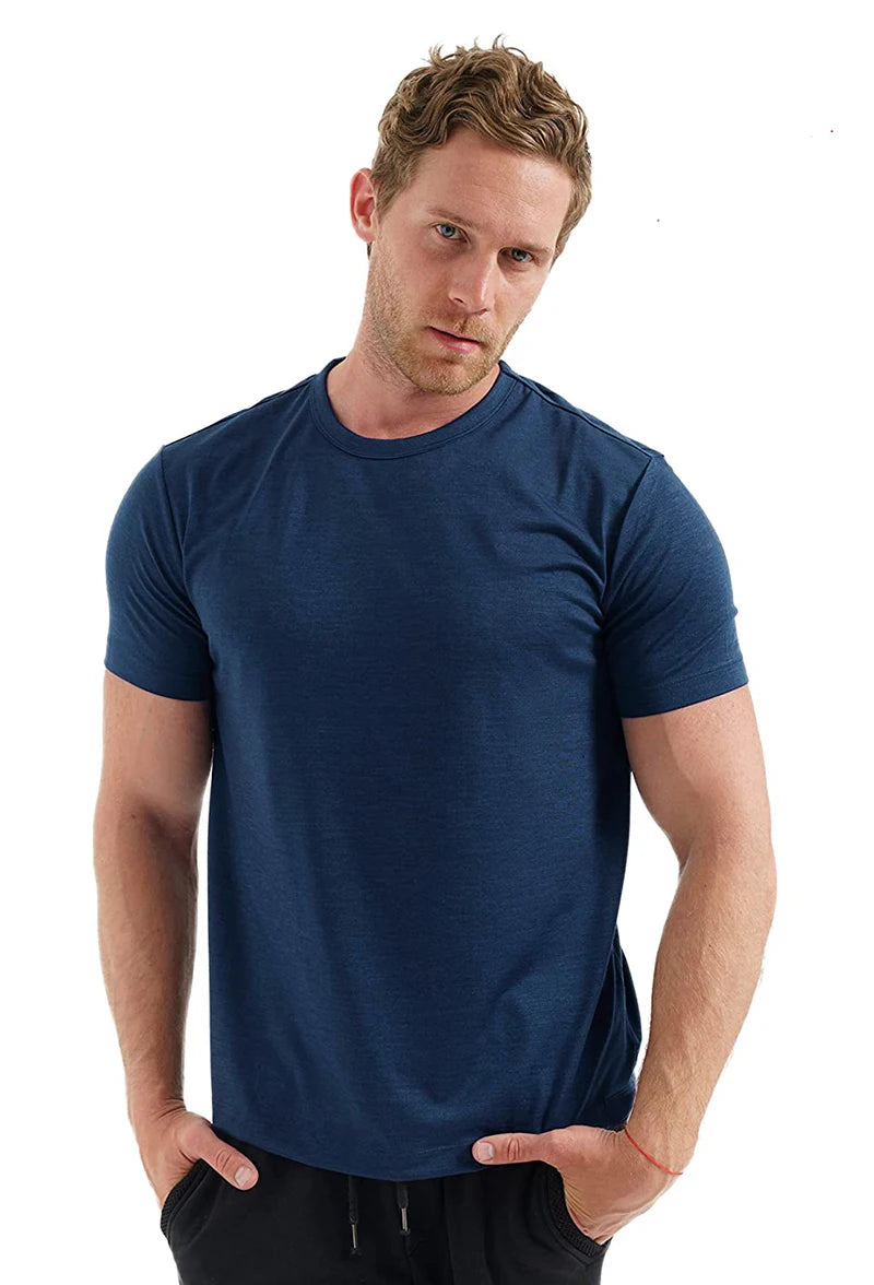 Men's Merino Wool T Shirt Base Layer Wool Tee Men 100% Merino Wool Shirt Top 200G Wicking Breathable Quick Anti-Odor Size S-XXL