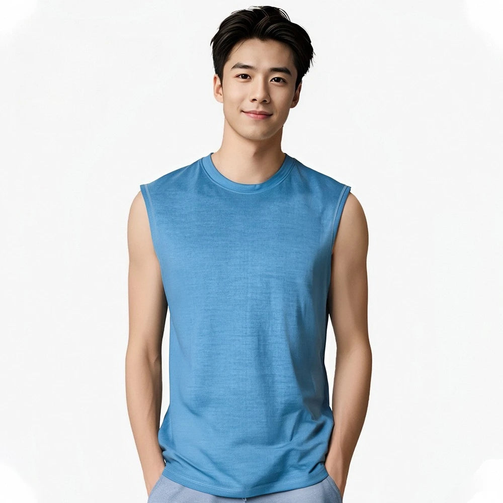 Merino Wool Tank Top Men Active Merino Wool Undershirt Moisture Wicking Breathable Anti-Odor Lightweight Base Layer Tops