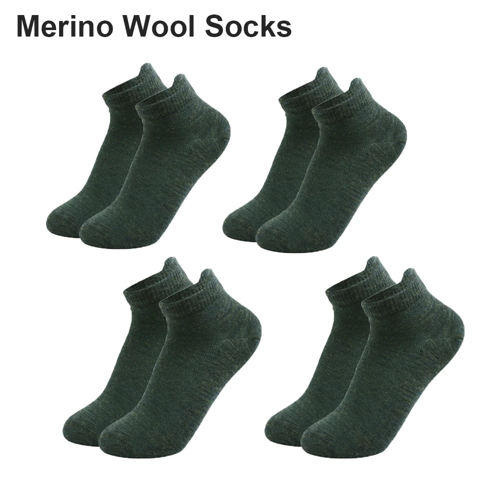 4 Pairs Merino Wool Ankle Socks Men Women Athletic Thin Running Socks Merino Everyday Socks Wicking Breathable Anti-Odor