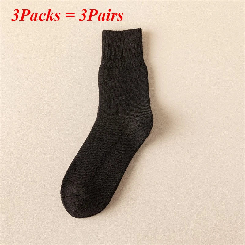 3 Pairs Merino Wool Boot Socks Men Thick Thermal Hiking Winter Warm Wool Socks Heavy Soft Cozy Socks for Cold Weather Size 39-45
