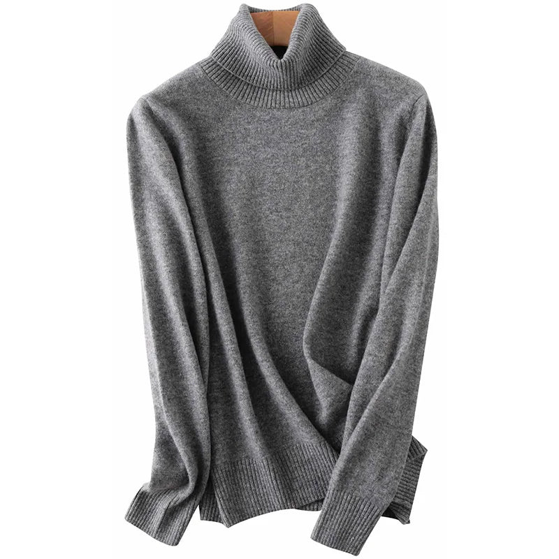 Womens Turtleneck Sweater 100% Merino Wool Spring Fall Winter Warm Soft Knitted Pullover Femme Jumper Women Cashmere Sweaters