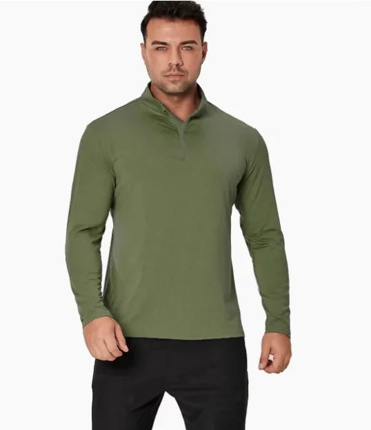 Merino Wool Men Base Layer Top 50% Merino Fit Long Sleeve Shirt 180G Lightweight Underwear Active Half Zip Sweater Quick-Dry