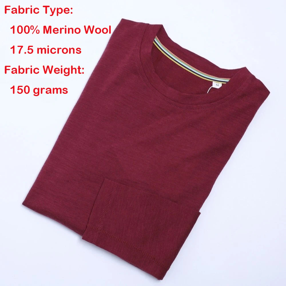 Women's 100% Merino Wool Base Layer Tops Womens Merino Wool Thermal Underwear Long Sleeve Shirts Hiking Wicking Anti-Odor