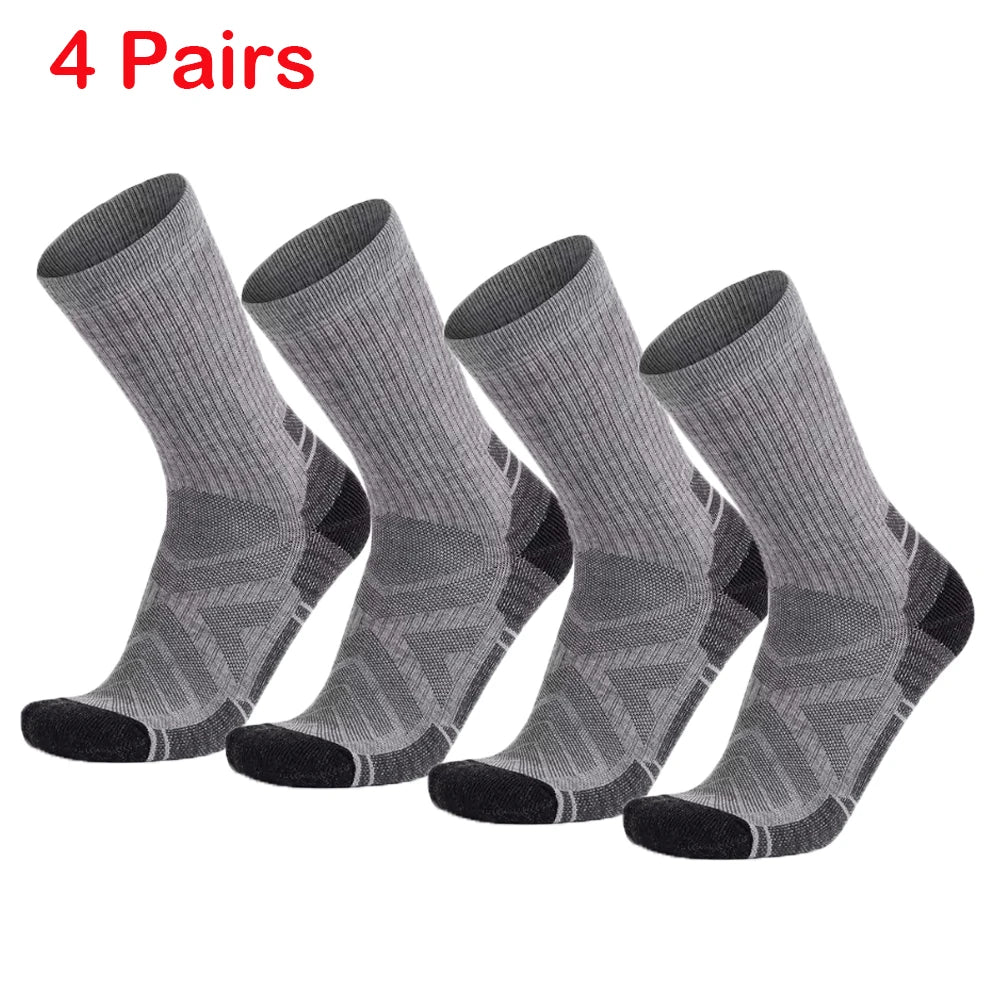 4 Pairs Merino Wool Hiking Crew Socks for Men Women Soft Lightweight Merino Wool Sports Socks Cushioned Anti-Blister Breathable
