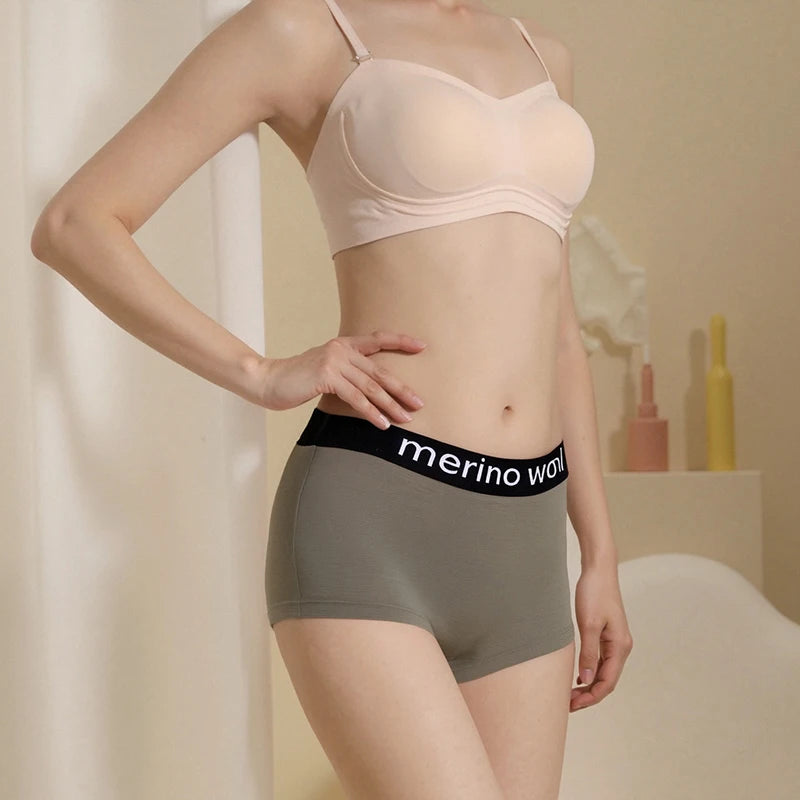 Women's Merino Wool Underwear Boxer Briefs Yoga Sweatpants Fitness Panties Wicking Quick Dry Breathable Wool Underpants