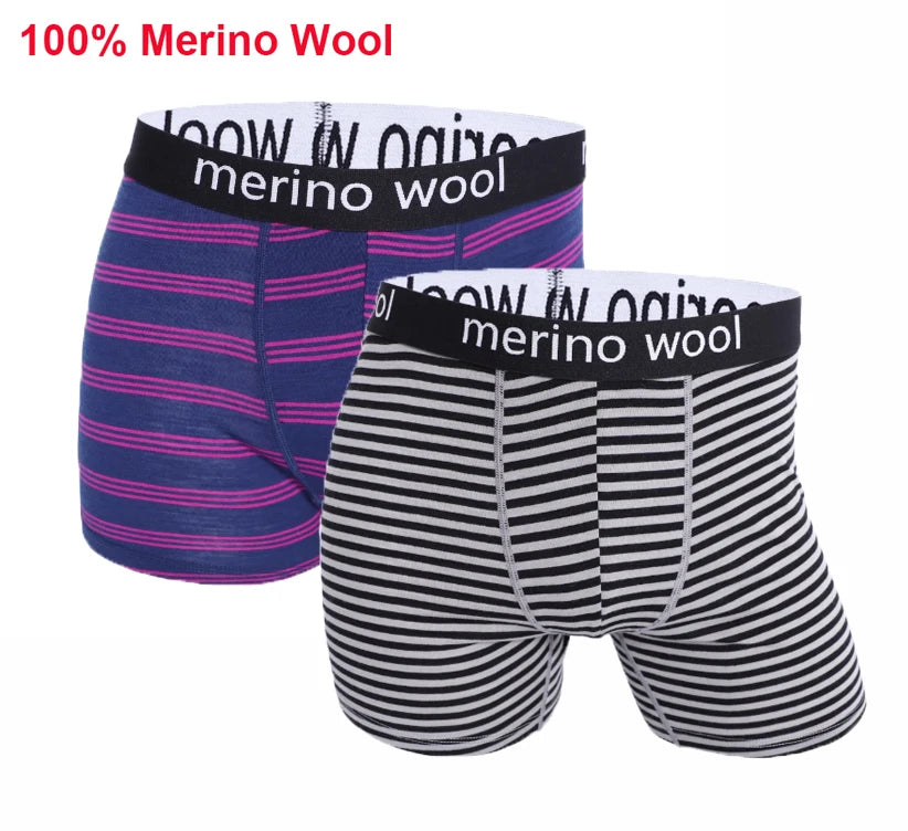 100% Merino Wool Boxer Briefs Men Merino Wool Underwear Boxer Shorts Everyday Soft Breathable Anti-Odor Sports Fitness Boxers