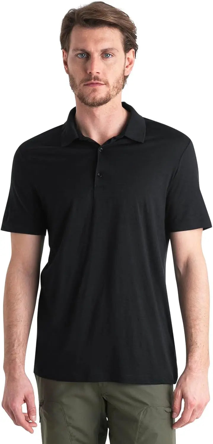 Men's 100% Merino Wool Polo Shirts Short Sleeve Men Merino Wool T Shirt Breathable Moisture Wicking Odor Resistant