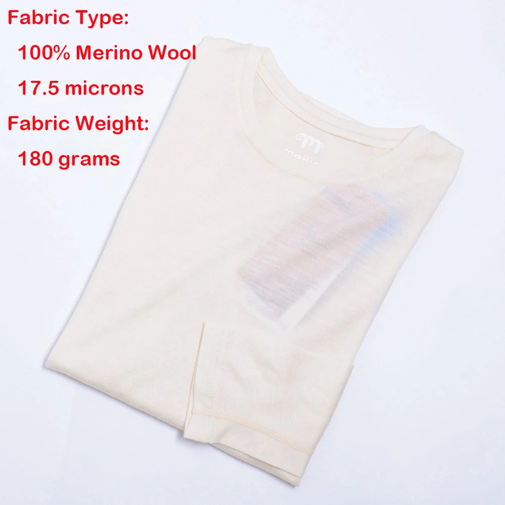 Women's 100% Merino Wool Base Layer Tops Womens Merino Wool Thermal Underwear Long Sleeve Shirts Hiking Wicking Anti-Odor