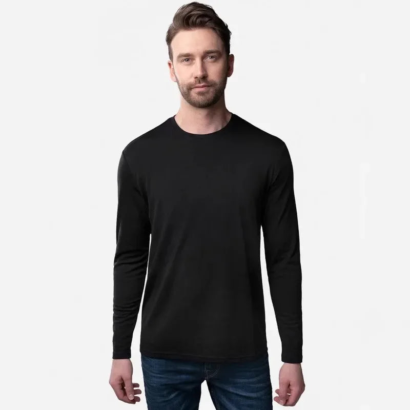 100% Merino Wool Long Sleeve T Shirt Mens Merino Wool Thermal Underwear Base Laye Shirts Wicking Breathable Anti-Odor 200gsm