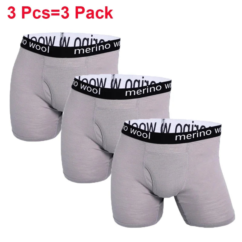 1/3 Pcs 100% Merino Wool Underwear Boxer Briefs Mens Merino Wool Man Boxers Soft Comfy Breathable Moisture Wicking USA Size