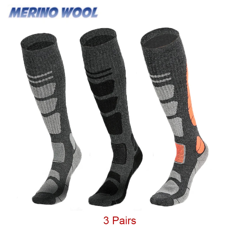 Unisex Ski Socks Merino Wool Socks Warm Compression Long Sock For Men Women Knee High Winter Hiking Snowboarding Sports Socks