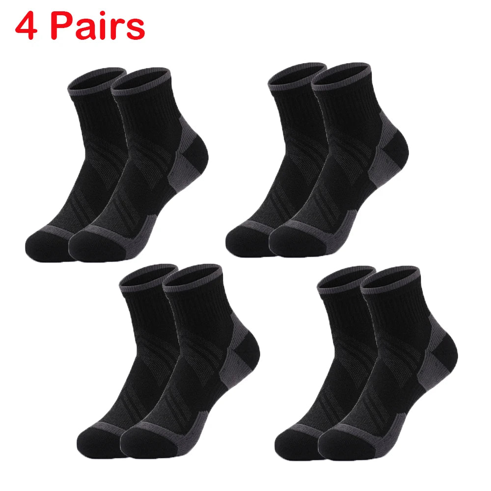 4 Pairs Merino Wool Ankle Socks Running Compression Support Thick Cushion Hiking Socks for Women Men Anti-Blister Breathable