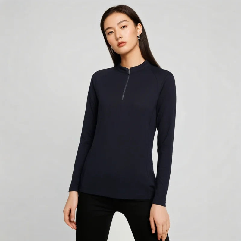 100% Merino Wool Base Layer Top Womens Merino Wool Half Zip Long Sleeve Thermal Shirt Moisture Wicking Breathable 220G