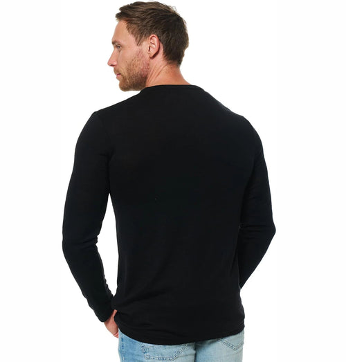100% Merino Wool Base Layer Mens Merino Wool Henry Collar Shirts Thermal Underwear Long Sleeve T-Shirt for Hiking Hunting