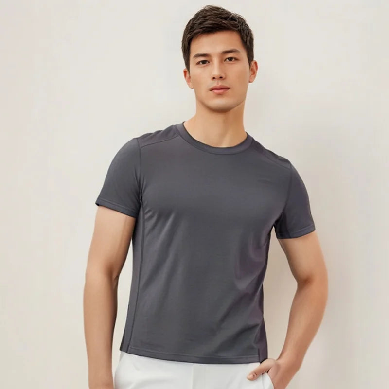 100% Merino Wool T Shirt Men 17.5 Micron Merino Wool Short Sleeve Shirts Lightweight Breathable Hiking Running Tee Undershirt