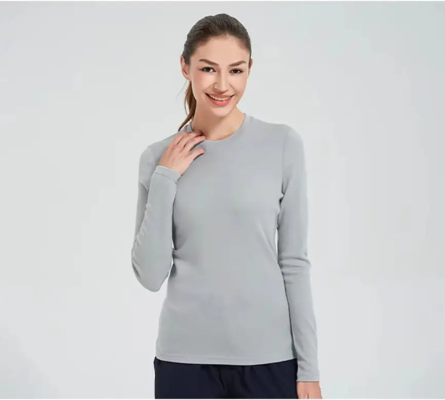 100% Merino Wool Womens 250G Midweight Merino Wool Base Layer Long Sleeve Crew Nack Thermal Underwear Tops Winter Warm