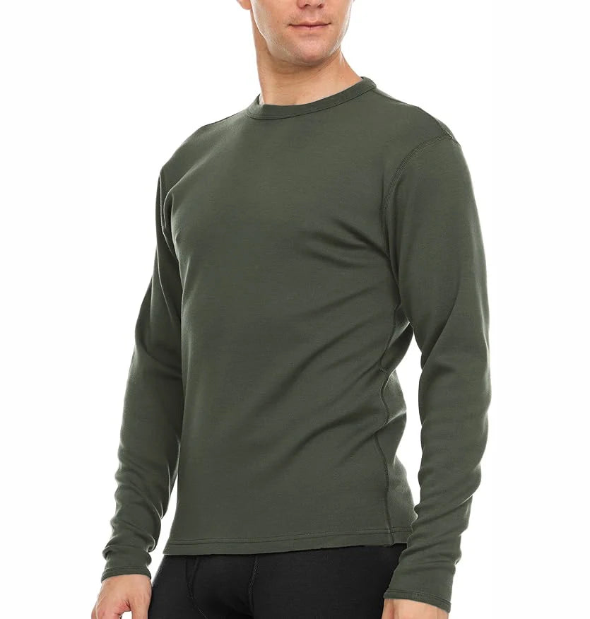 100% Merino Wool Men's Long Sleeve Crew Shirt Thermal Underwear Base Layer Men Merino Wool Shirts Wicking Breathable Anti-Odor