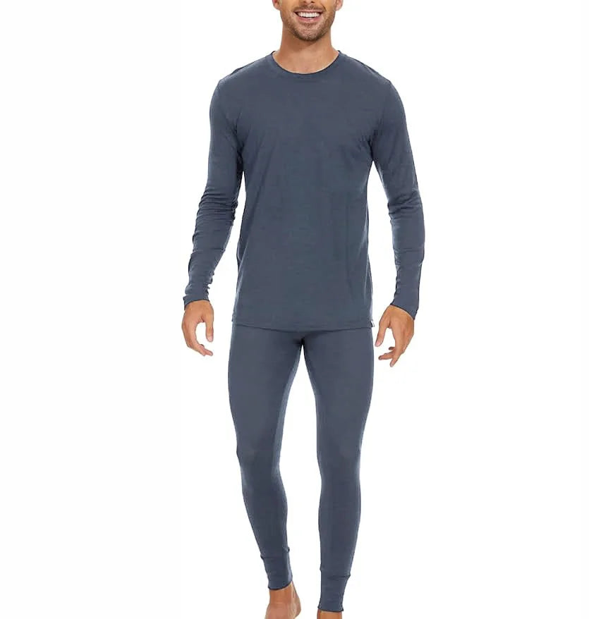 100% Merino Wool Base Layer Set for Men Lightweight Merino Wool Thermal Underwear Sets Long Sleeve Top Bottom Breathable 150G