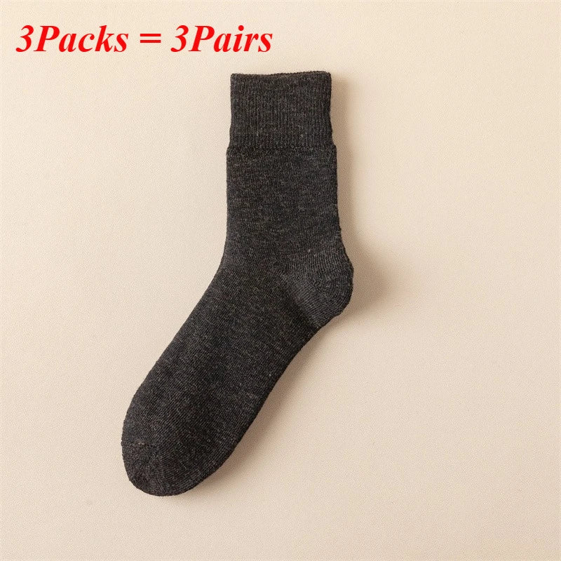 3 Pairs Merino Wool Boot Socks Men Thick Thermal Hiking Winter Warm Wool Socks Heavy Soft Cozy Socks for Cold Weather Size 39-45